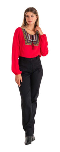 XX Fibrana Elastizada Blouse with Long Sleeves and Guardapampa Detail 1