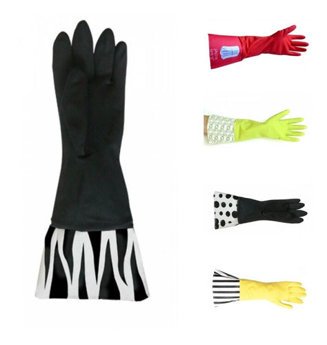 Guantes De Latex Largos Con Tela Protectora Lona 0