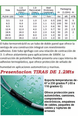 Termocontraible Con Adhesivo Pared Gruesa 6 A 2mm X 1.20mts 3