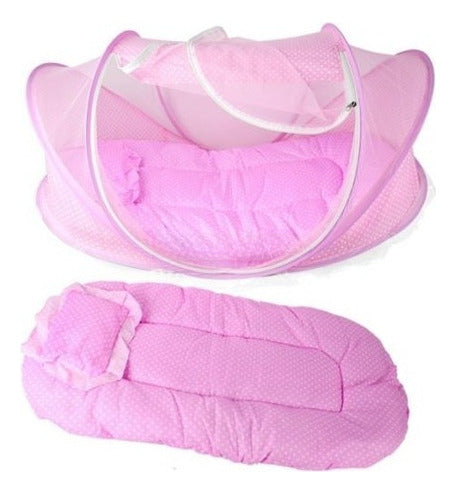 Princess Canopy Mosquito Net Baby Crib - Cotton Padded Mattress & Pillow 1