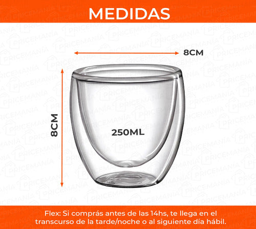 Double-Walled Transparent Glass 250ml for Coffee, Water, Wine 2