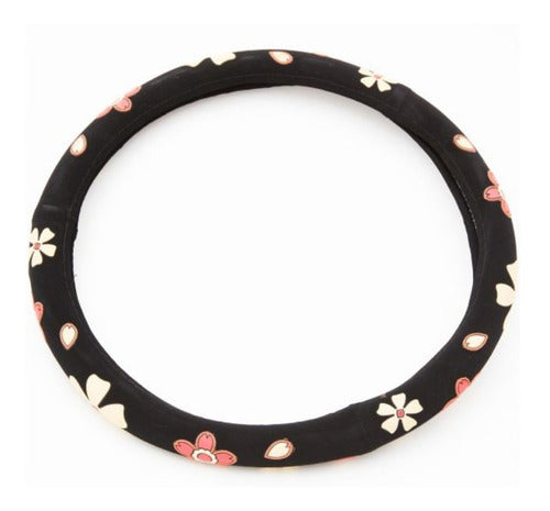 Iael Floral Steering Wheel Cover 38cm Faux Leather with Rubber 0