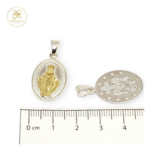 Oval Silver and Gold Miraculous Medal Pendant 3