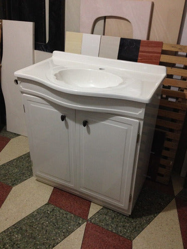 Mueble De Marmolina Para Baño Color Blanco Con Lavatorio 0