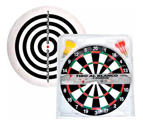 Albatros 37cm Double-Sided Dartboard + 6 Darts - White 0