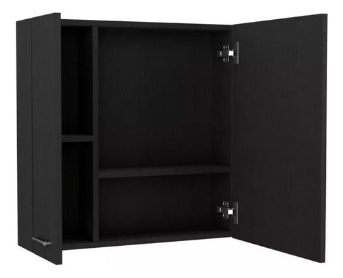 Colosal Amoblamientos Black Bathroom Cabinet with Mirror, 2 Doors and Shelves 2