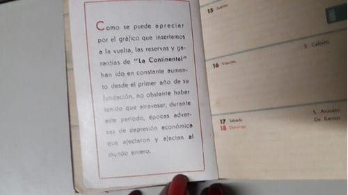 Antigua  Agenda Bolsillo Seguros La Continental Año 1943 3