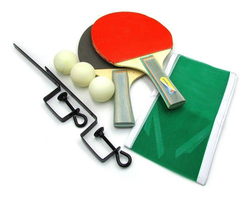 Complete Ping Pong Set with Grip Paddles, Balls, Net, and Metal Stands 0