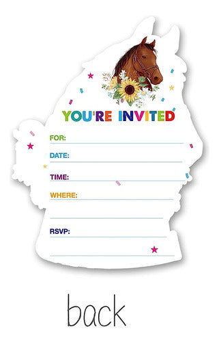 Invitaciones Florales A La Fiesta Del Caballo Pony Con Sobre 1