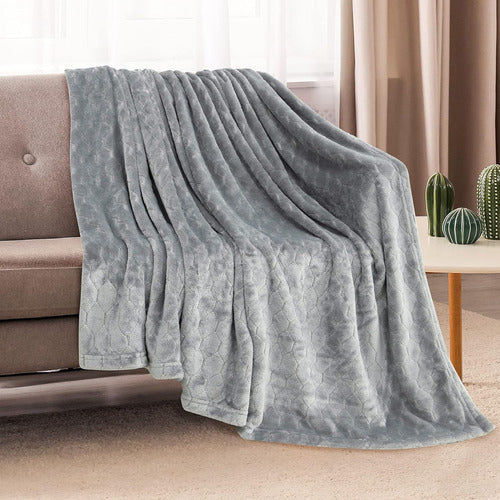 Manta De Fleece Suave Para Sofá, 127cm X 152cm, Gris Claro 1