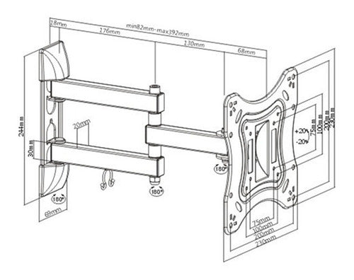 Brateck Mobile Wall TV Mount 23 to 42 - Electrocom - 1