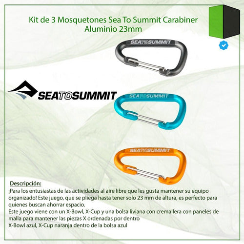 Sea to Summit Kit of 3 Carabiners Aluminium 23mm 4