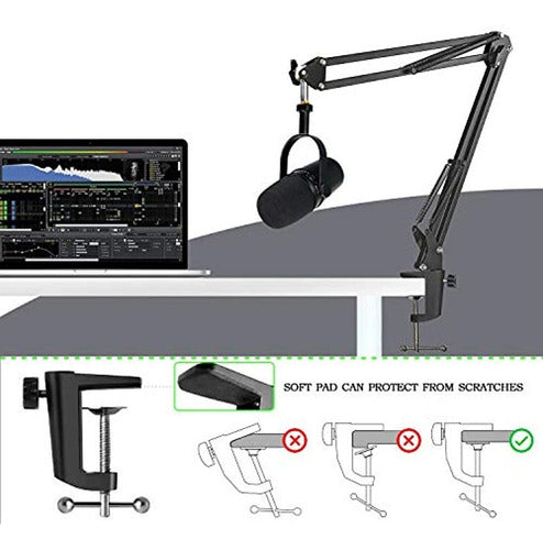 Youshares Articulated Arm MV7 with Pop Filter - Microphone Support 1