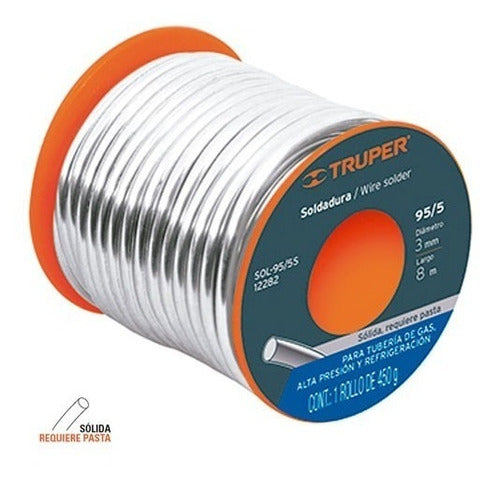 Rollo 450g De Alambre De Estanio 95% 3mm X 8mt Truper 0