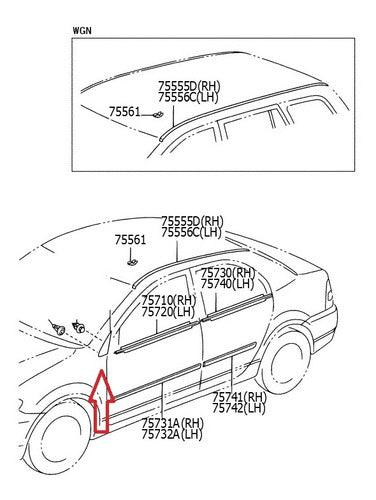 Moldura Esquerda Paralama Retrovisor Corolla 2003-2008 5