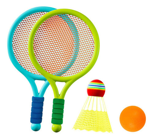 H Conjunto De Tênis De Badminton Infantil Azul E Verde 0