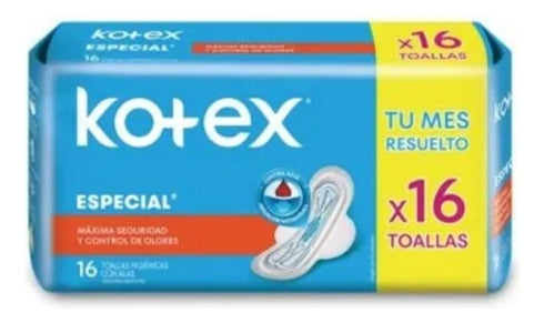 Kotex Maxima Seguridad Femenine Pads with Wings 16 U 1