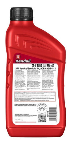 Aceite Kendall Gt-1 Euro 5w40 Full Sintetico Caja 12x1 Qt 3