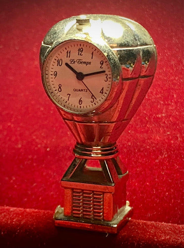 Le Temps Miniature Clock Silver Air Balloon 1