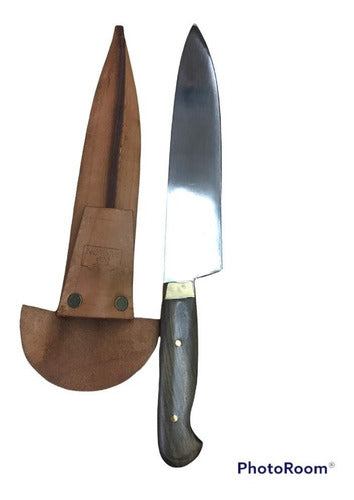 Cuchillo Asado Parrila Artesanal Acero + Funda Cuero Vacuno 1