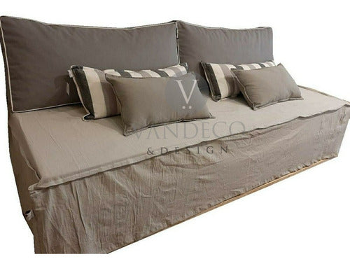 Vandeco & Design Funda Doble Alto + 2 Almohadones De Respaldo 95x45x10 Tussor 3