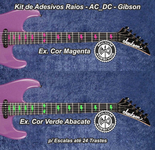 Adesivos Raios Ac-dc Gibson EpiPhone 24trastes - Fretegrátis 2