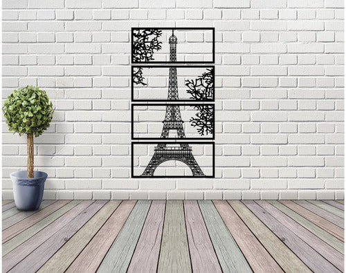 Memo Estampados Cuadríptico Paris Torre MDF 3mm Pintado Tamaño 76x45 Cm 1