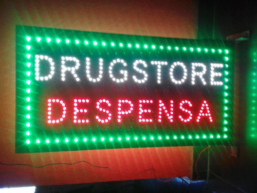 Cartel Led Drugstore Abierto Maxikiosco O La Q` Quieras Pedi 0