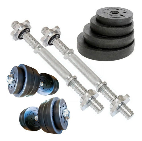 DeporAr Kit 2 Dumbbells + 20 Kg Discs with Stopper Gym Combo X2 0