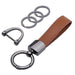 Wisdompro Brown Leather Keychain Carabiner with 3 Metal Rings and D-Ring 0