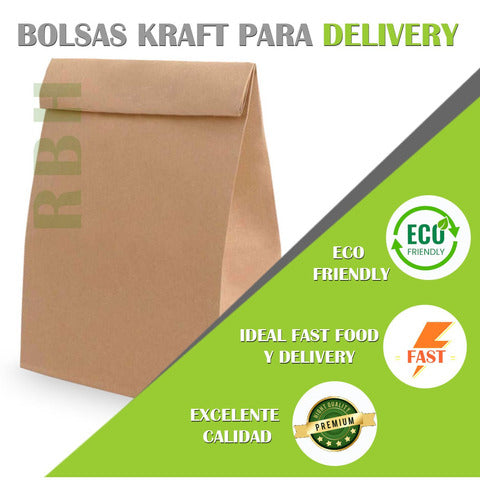 200 Units Kraft Paper Wood Handle-Less Delivery Bags 25x16x8 2