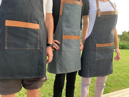 Noble Diseño Kitchen Apron Jean or Gabardine Fabric 8oz and Eco-Leather 3