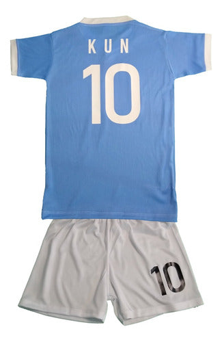 Manchester City Shirt + Kun Aguero Shorts - Kids 1