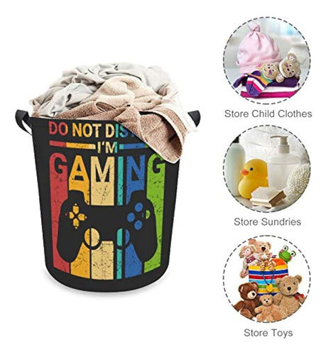 Retro Gamer Funny Laundry Basket Hamper Bag Ropa Sucia Compa 2