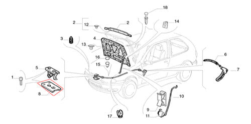 Cerradura Capot Inferior Fiat Siena 1996 Al 2000 1