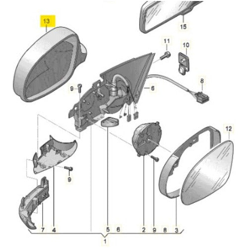 Volkswagen Cacha Espejo Izquierda Seat Leon Toledo Cordoba Ibiza Oem 2