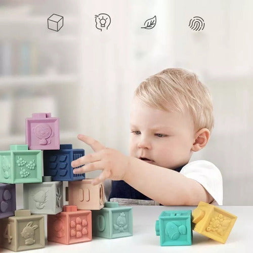 Brinquedo Educativo Baby Teether Soft Cube Stacking 2