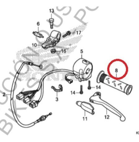 Manopla Puño Izquierdo Honda Cb 125 Twister - Power Bikes 0