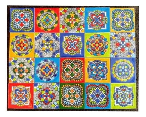 Renacimiento Jalisco Multicolor Talavera Tiles 10 x 10 Pack of 8 Units 2