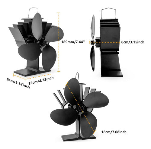 Foedo Ventilador De Chimenea, Ventilador De Estufa De 4 Cuc. 1