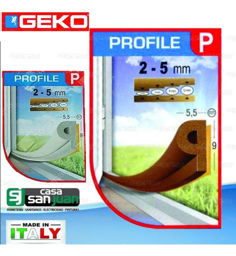 Door/Window Draught Excluder White and Brown Profile P Geko Italy 2