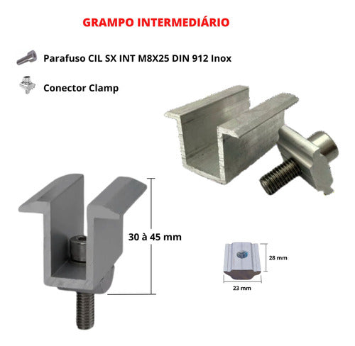 Kit Estrutura Suporte Linha C 07 Placas Solar Viga Metálica 4