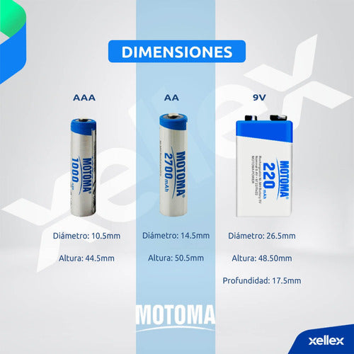 Motoma Rechargeable Batteries AA 2700mAh - Pack of 12 1