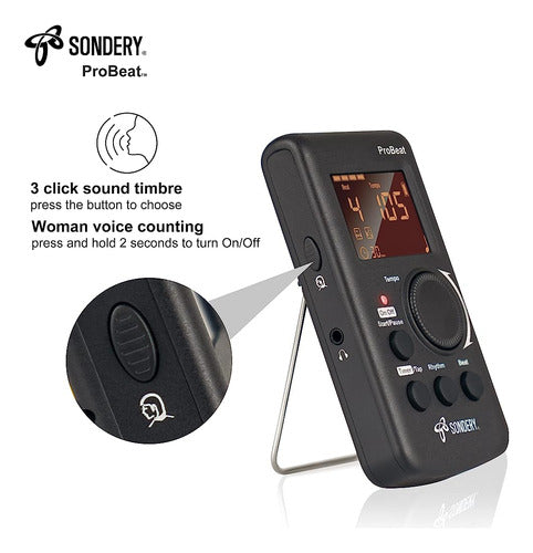 Sondery Digital Metronome for Guitar, Piano, Drums, and All Instruments 2