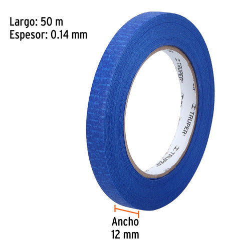 Cinta Enmascarar Azul Pintor 14 Días 1/2'' 12mm 50mt Truper 1