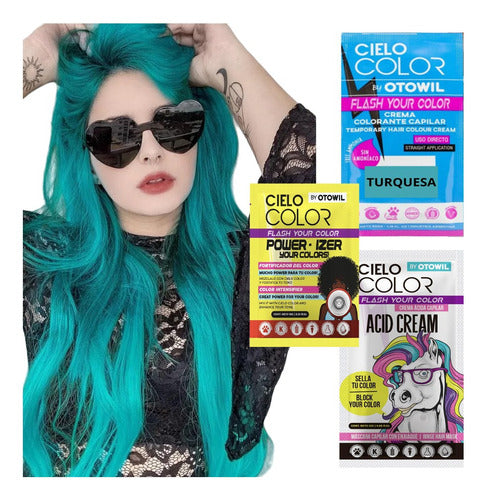 Otowil Cielo Color Kit: Hair Dye + Power Ized + Acid Cream 0