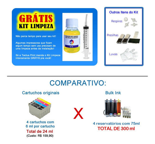 Bulk Ink Para Epson C63 C65 Cx4500 Kit Limpeza Tinta Mizink 1