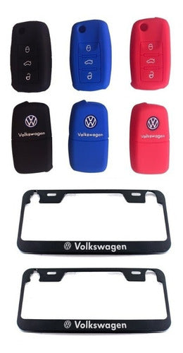 Silicone Key Cover for VW Bora Vento Passat Fox Suran + License Plate Frame 0