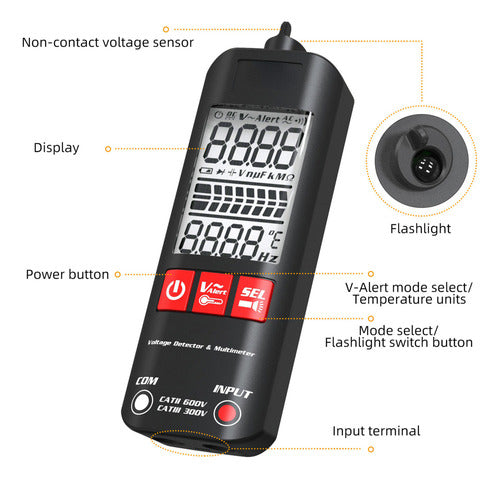 Mini Multímetro Lcd Digital Tester Detector De Tensão 1