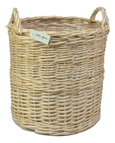 Inversa Deco Round Wicker Firewood Basket with Handles 0